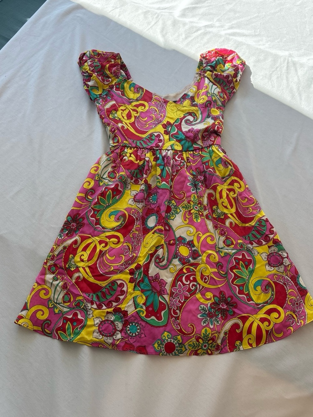 Betsey Johnson Pink, Yellow & Green Psychedelic Mini Skirt